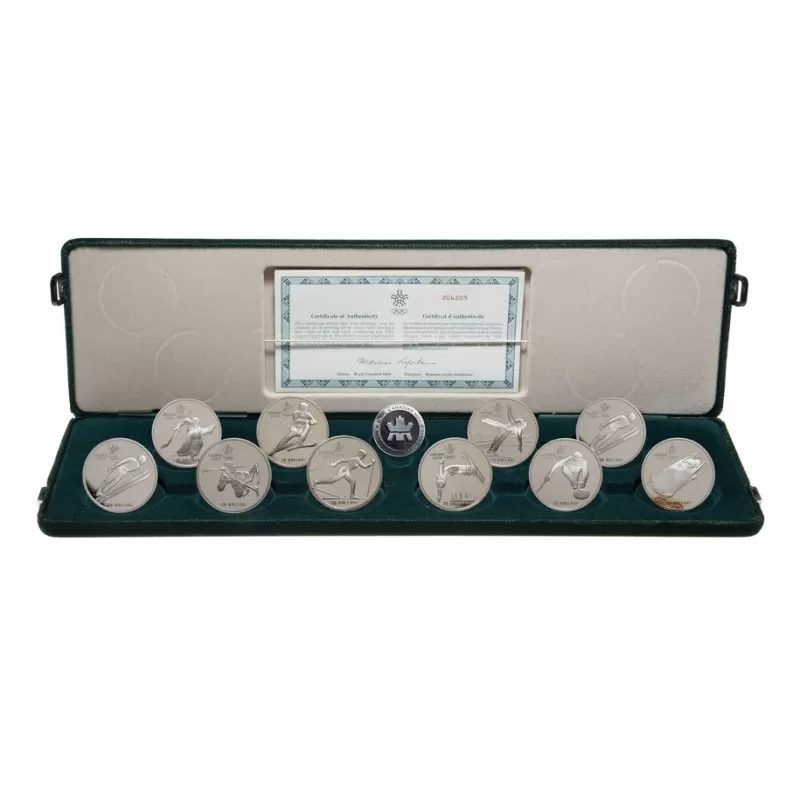 1985-1988 Canadian $20 Calgary Olympic Winter Games Silver 10-Coin Set